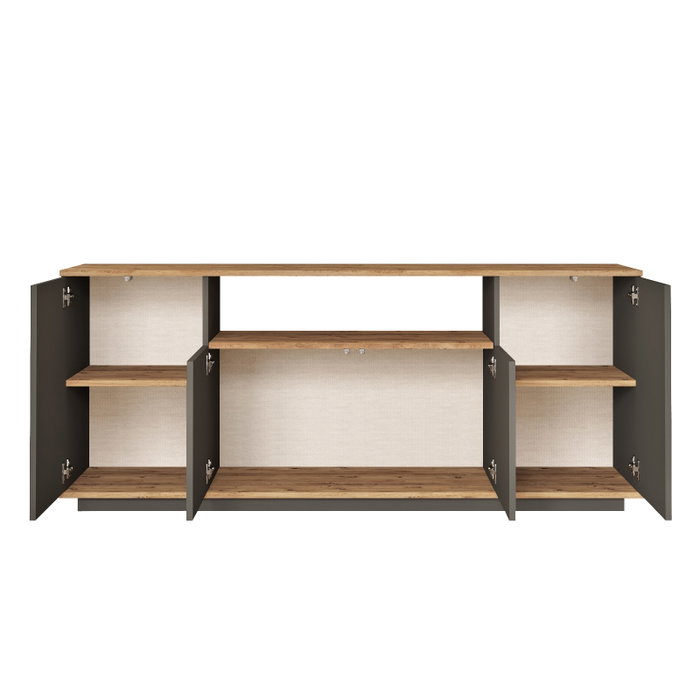 Hanah Home Consola FR15-AA Pino Atlántico y Antracita, Tablero de Partículas Recubierto de Melamina, 180x75x44.5cm